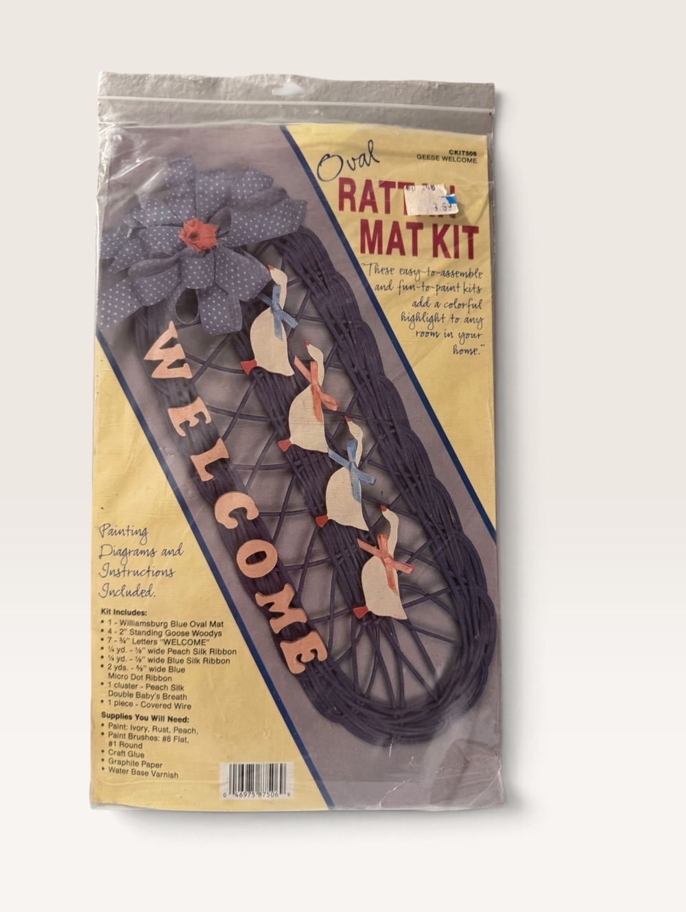 Vintage Oval Rattan Mat Kit with Goose Welcome Design